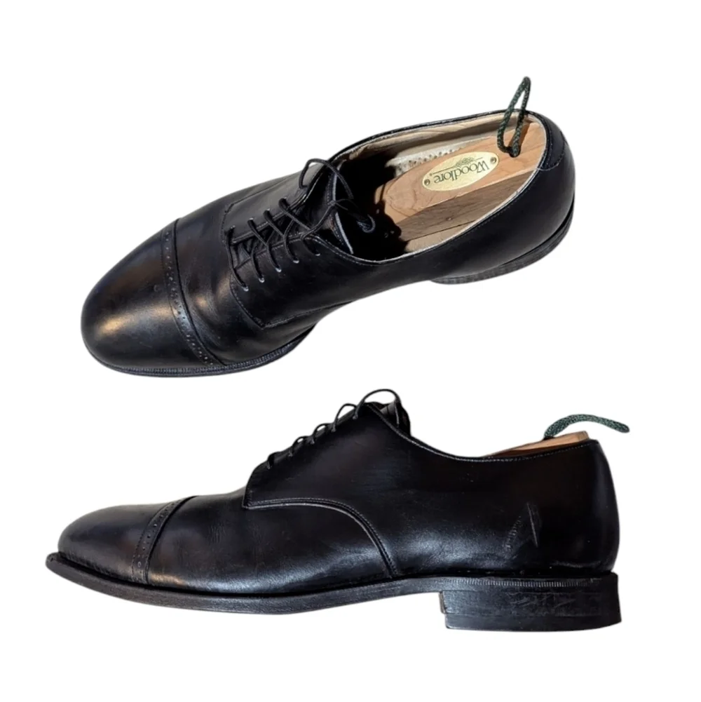 Johnston & Murphy Shoes Optima Black Leather Cap Toe Dress Size 12